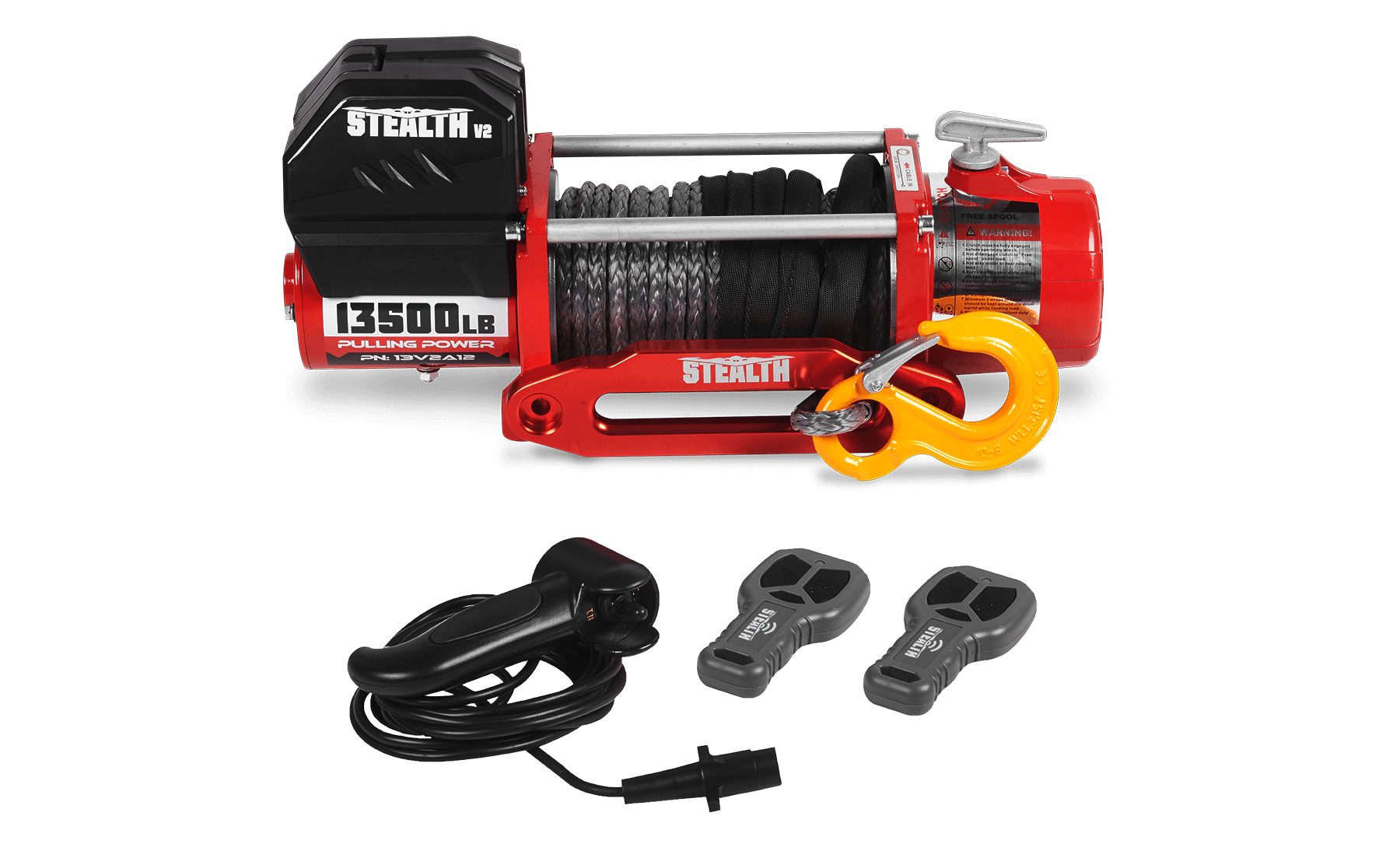 Stealth 13500lb Winch - 12v Synthetic Rope