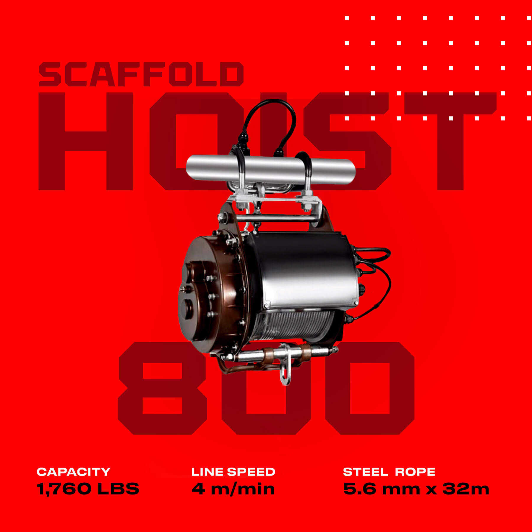 Warrior 800kg Scaffold Hoist - 240v Wireless Remote