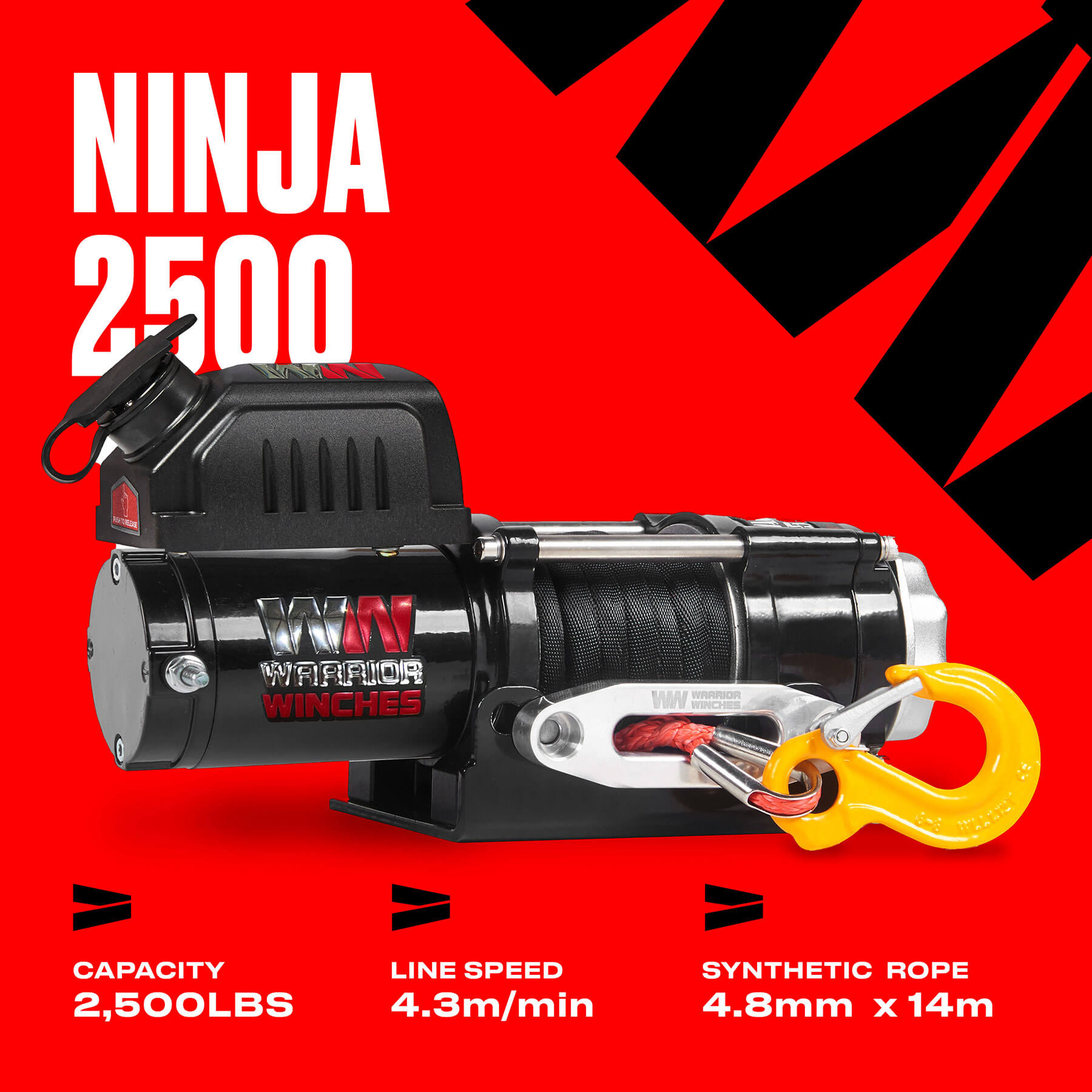 Ninja 2500 Electric Winch - 24v Synthetic Rope