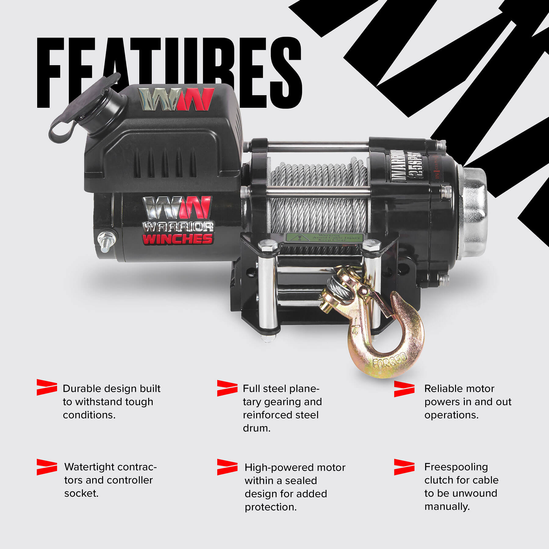 Ninja 2500 Electric Winch - 12v Steel Rope