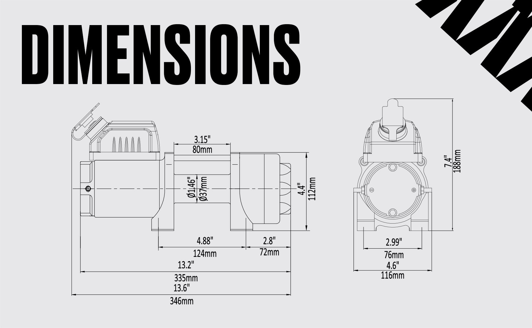 Ninja 3500 Electric Winch - 24v Steel Rope