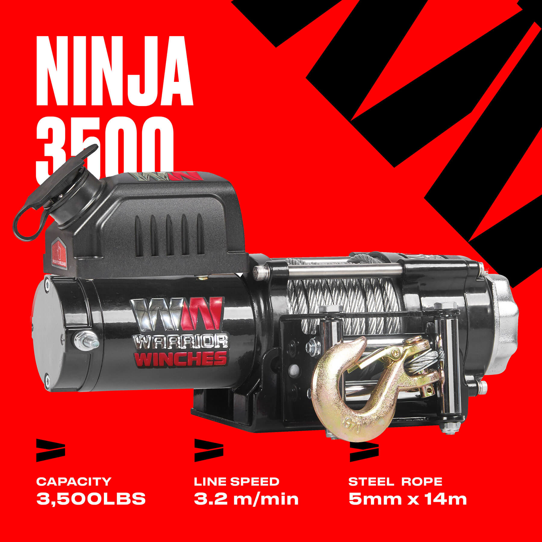 Ninja 3500 Electric Winch - 24v Steel Rope
