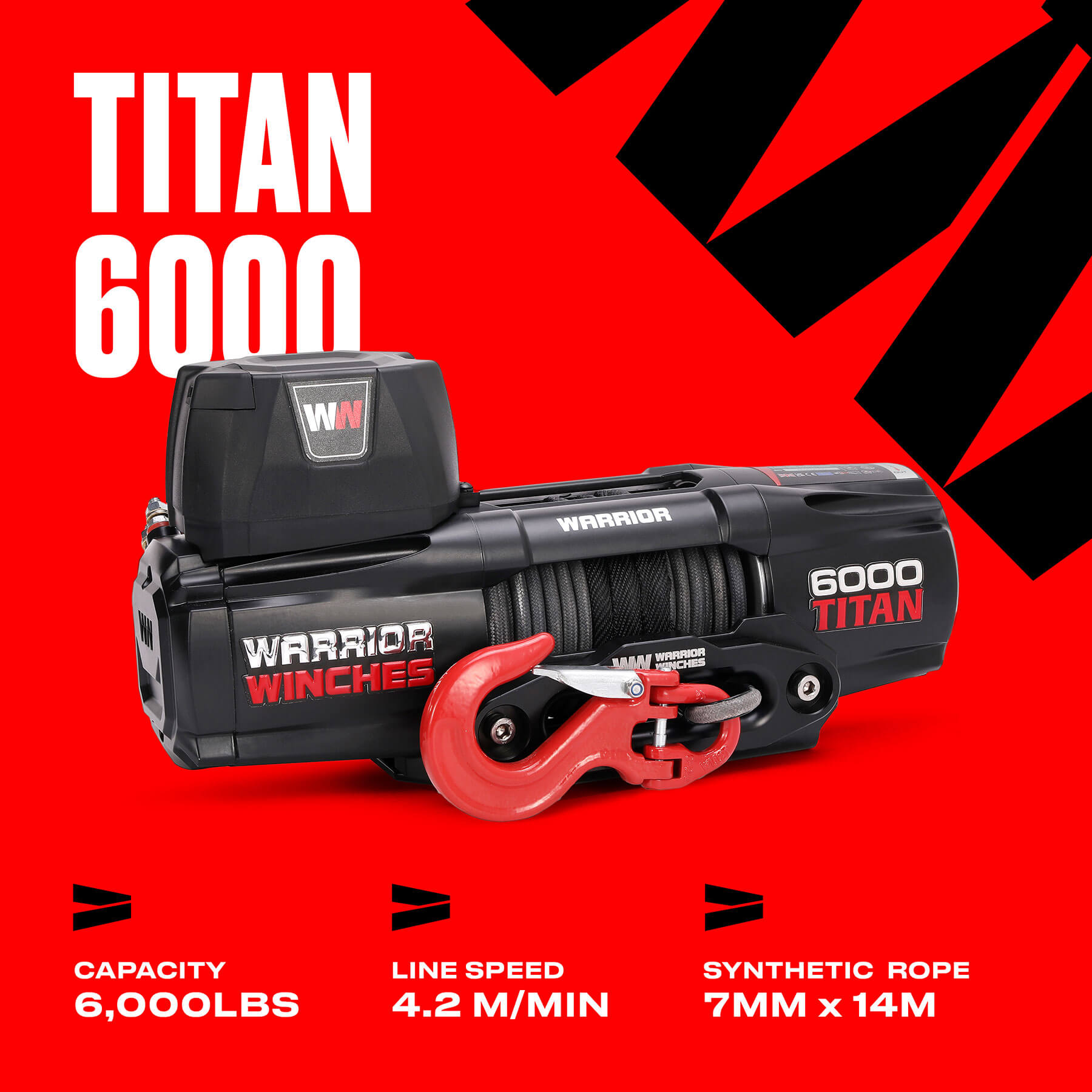 Titan 6000lb Electric Winch - 12v Synthetic Rope