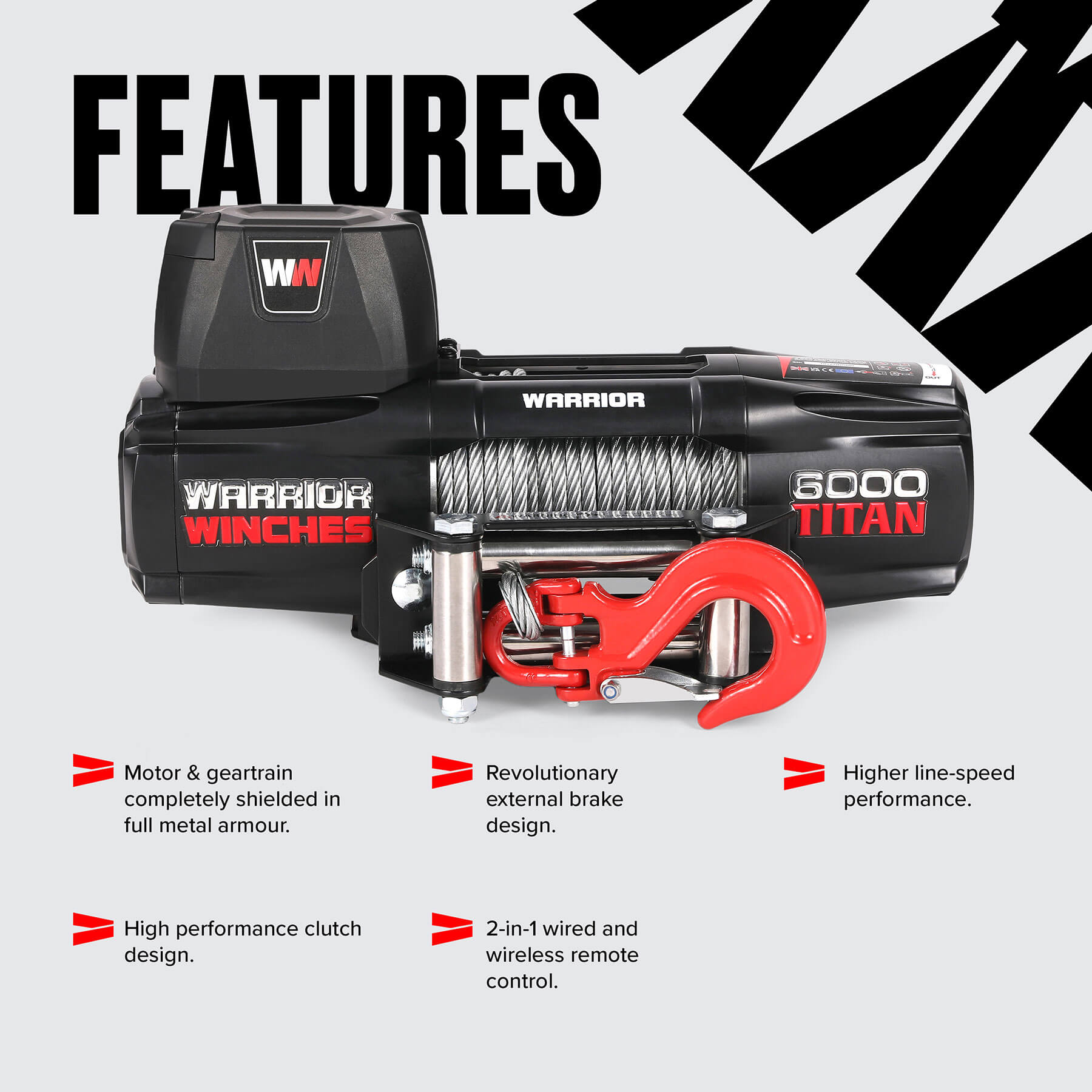 Titan 6000lb Electric Winch - 24v Steel Rope