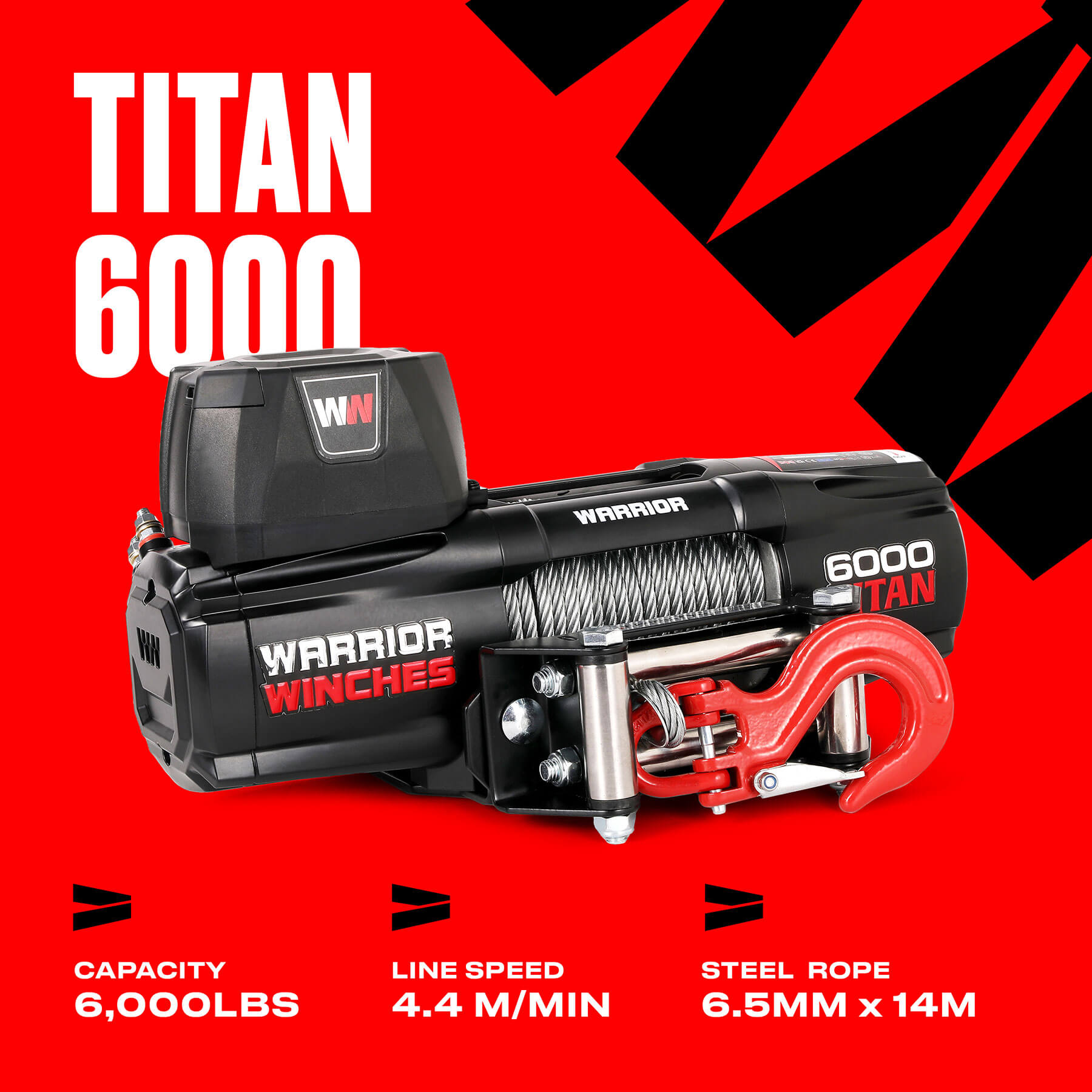 Titan 6000lb Electric Winch - 24v Steel Rope