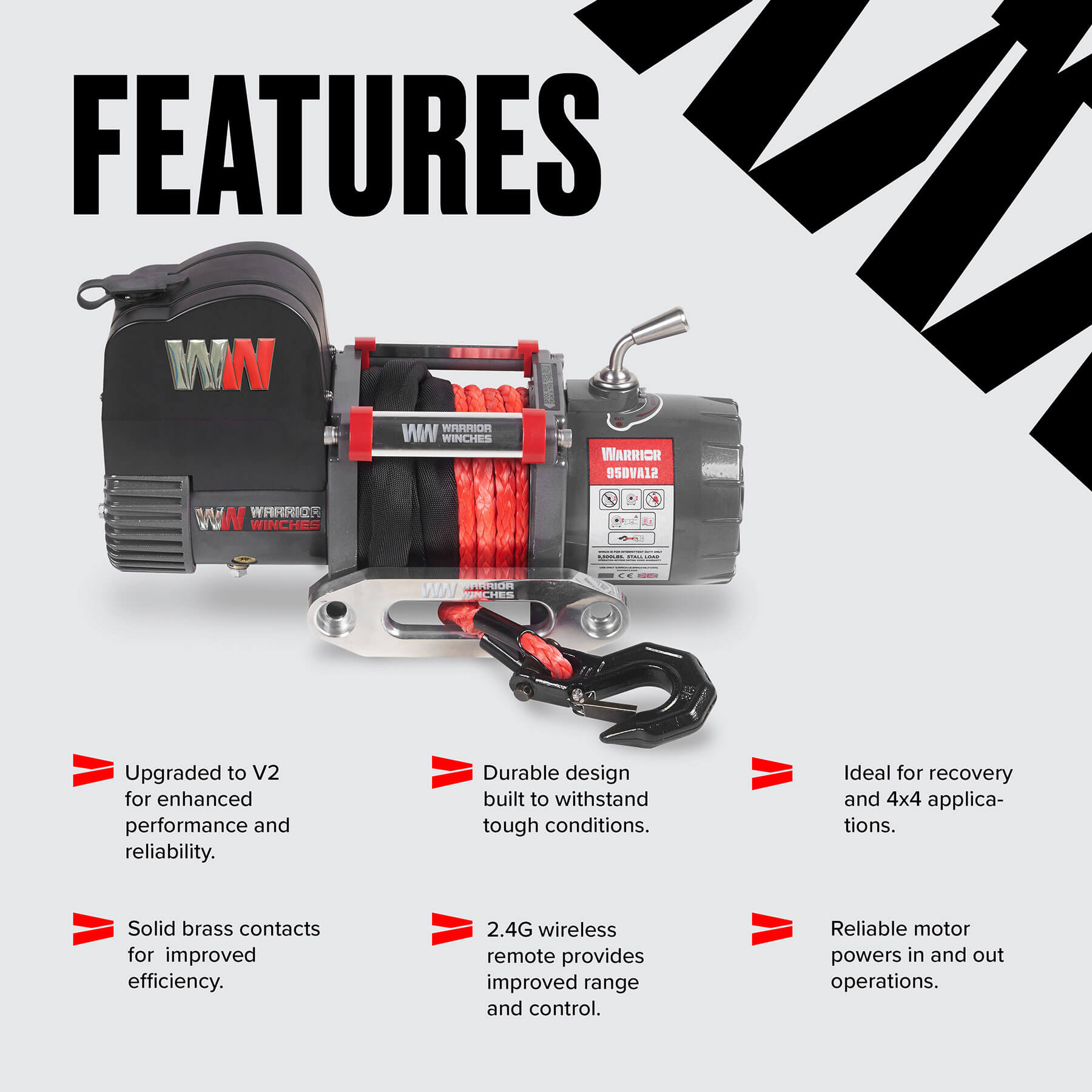 Wyciągarka z krótkim bębnem Warrior Samurai V2  9500 funtów